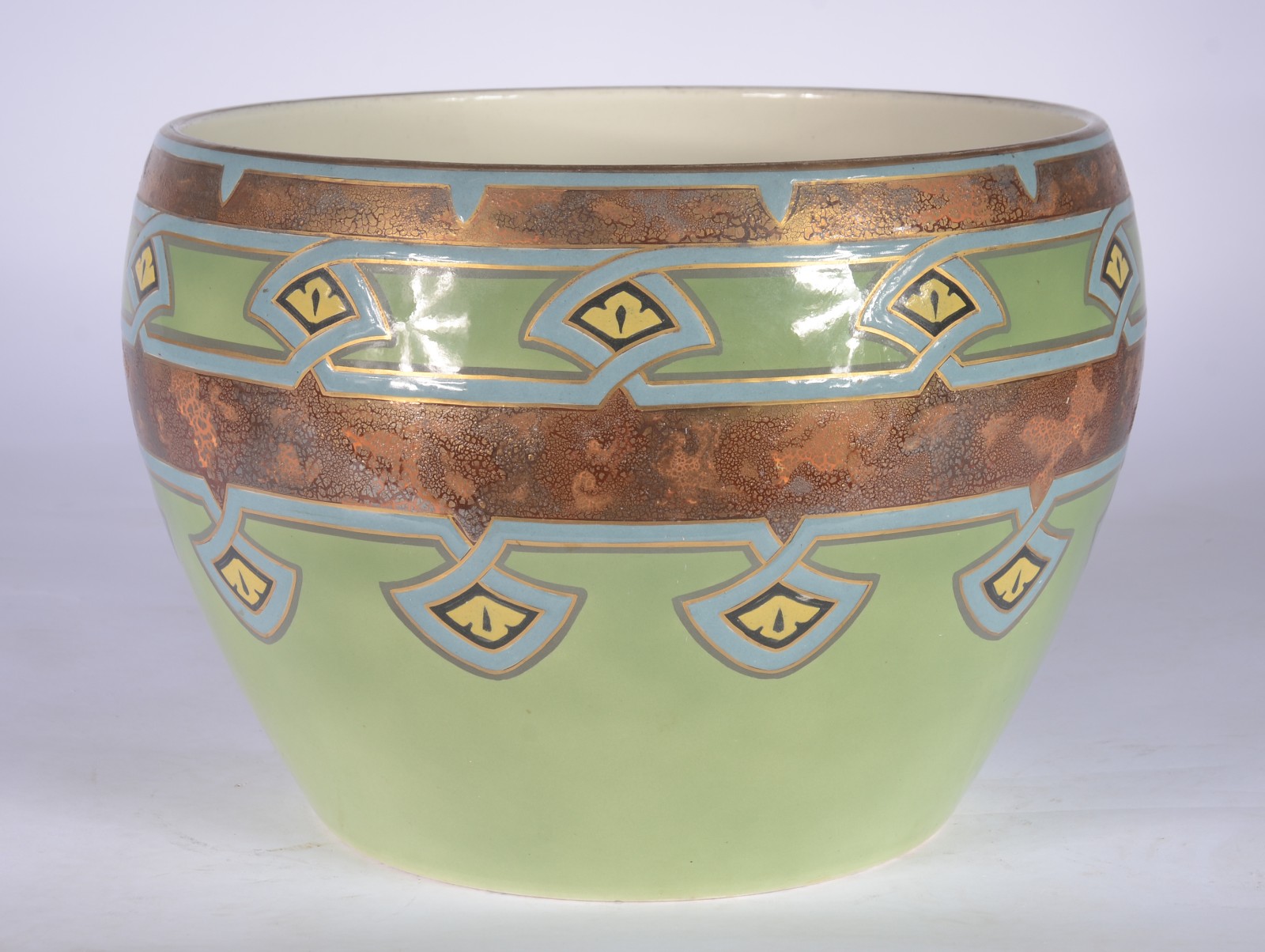 Cachepot de faiança francesa Luneville decorada com figuras... - foto 3 de 5