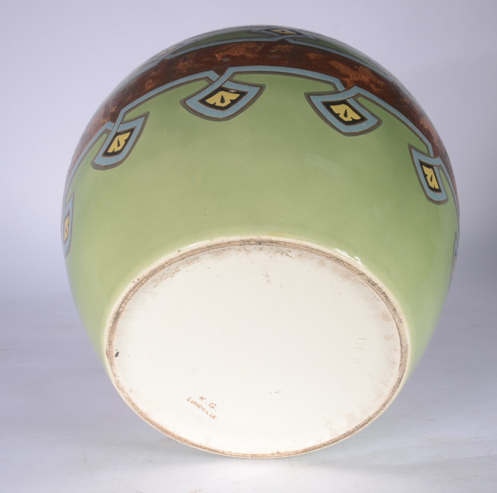 Cachepot de faiança francesa Luneville decorada com figuras... - foto 4 de 5