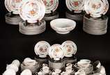 Limoges (1771), Tharaud - Aparelho de jantar e café de porcelana francesa Limoges Unic, modelo exclusivo decoração "Chou - Kiang", composto de: 40 pratos rasos, 20 pratos de so
