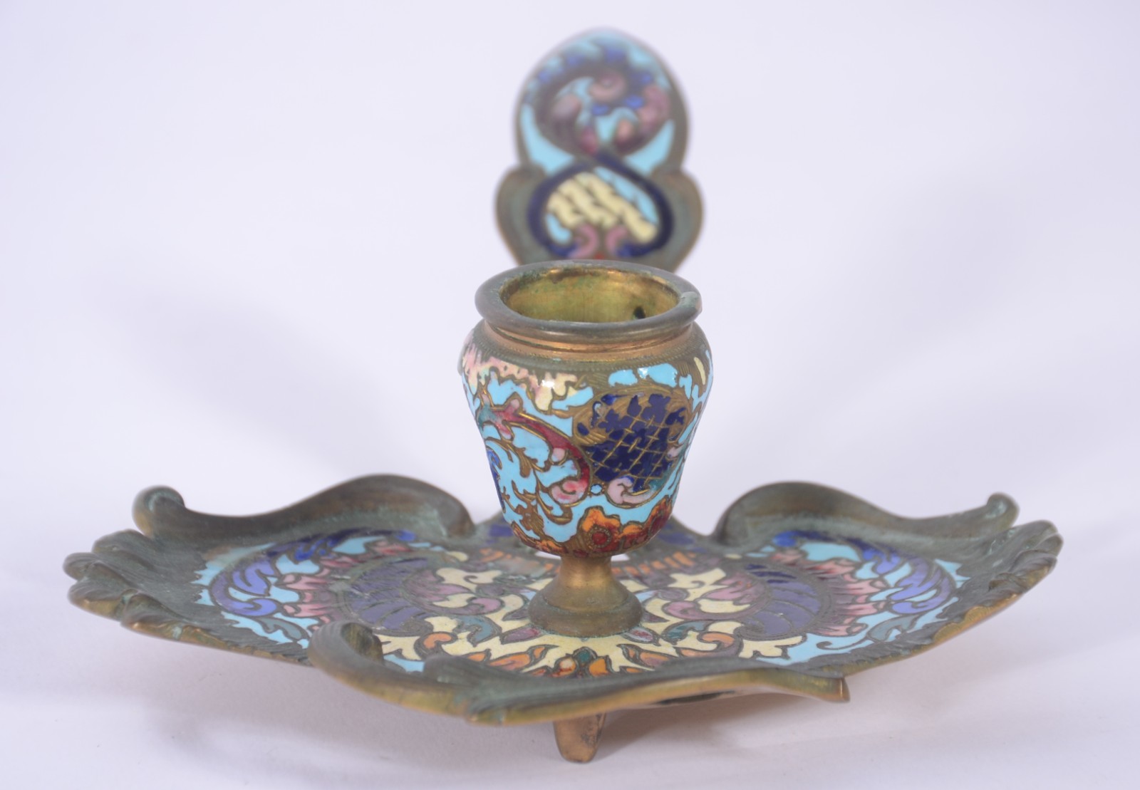 Palmatória de cloisonne e bronze oriental. - foto 2 de 7