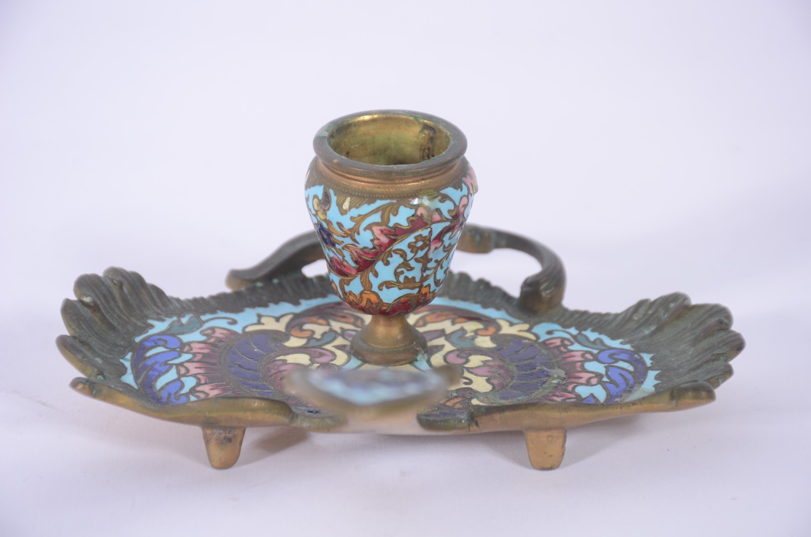 Palmatória de cloisonne e bronze oriental. - foto 4 de 7