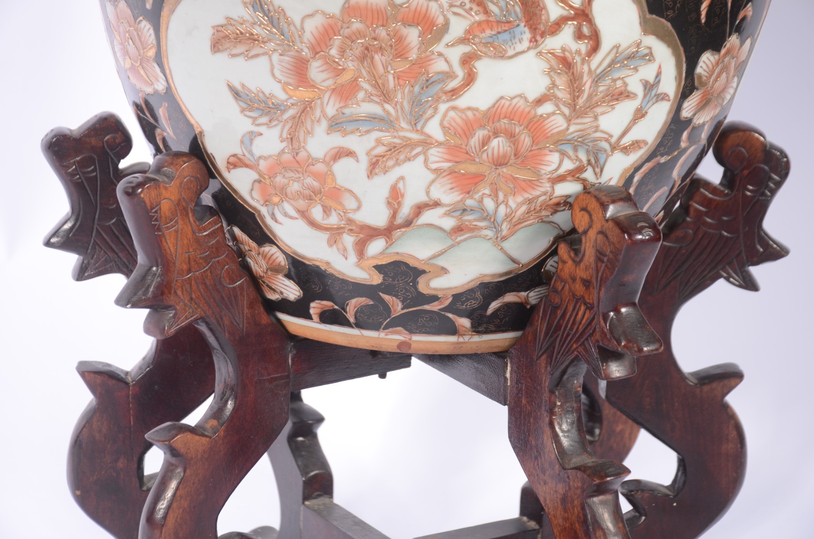 Cachepot/aquário de porcelana oriental, decoração floral em... - foto 4 de 9