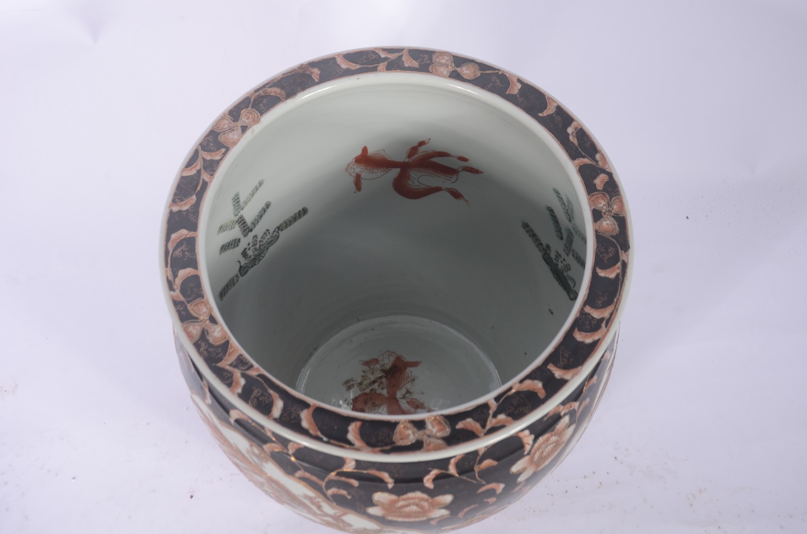 Cachepot/aquário de porcelana oriental, decoração floral em... - foto 6 de 9