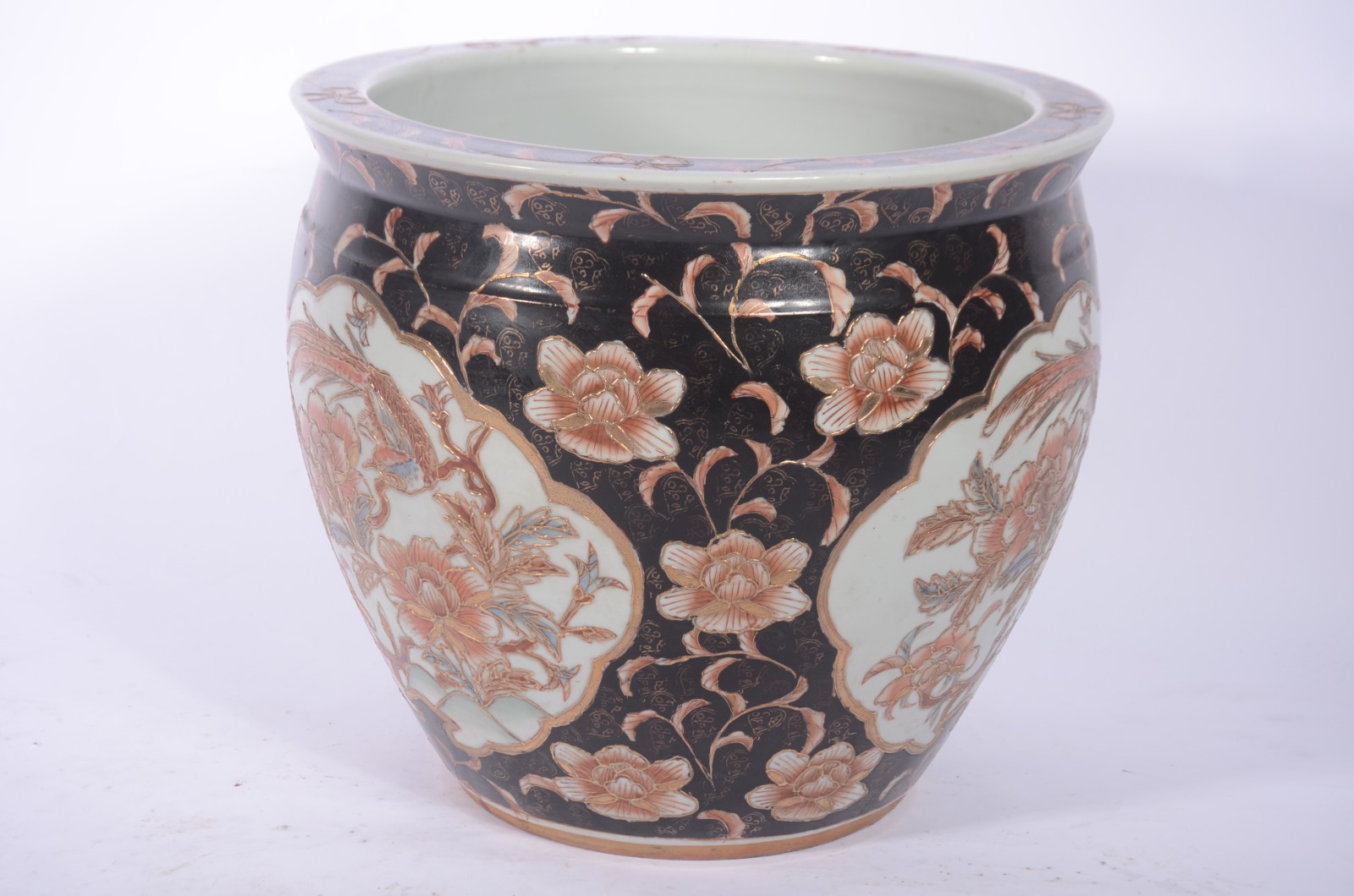 Cachepot/aquário de porcelana oriental, decoração floral em... - foto 9 de 9