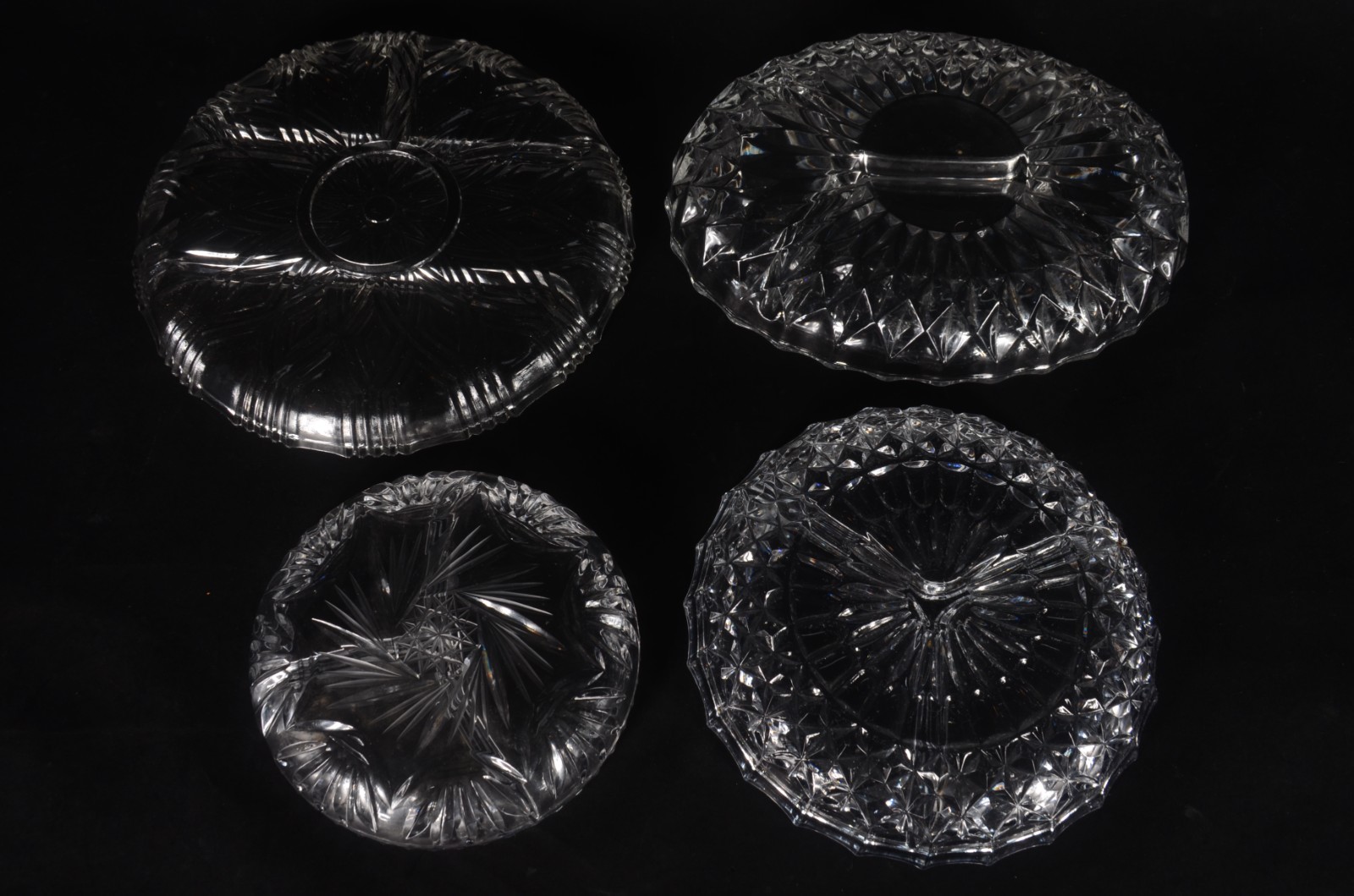 Quatro porta petiscos de cristal/vidro lapidado, diferentes modelos. - foto 9 de 9