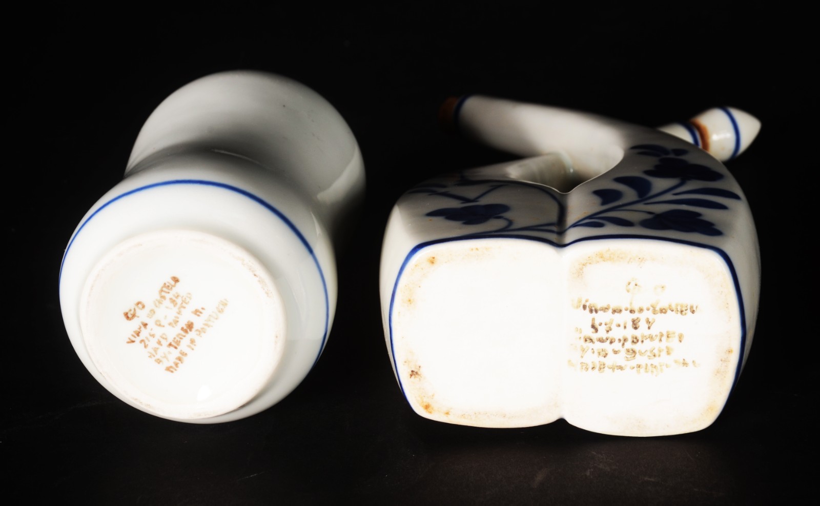 Diversas peças, sendo: galheteiro, vaso e par de caixas de porcelana... - foto 4 de 11