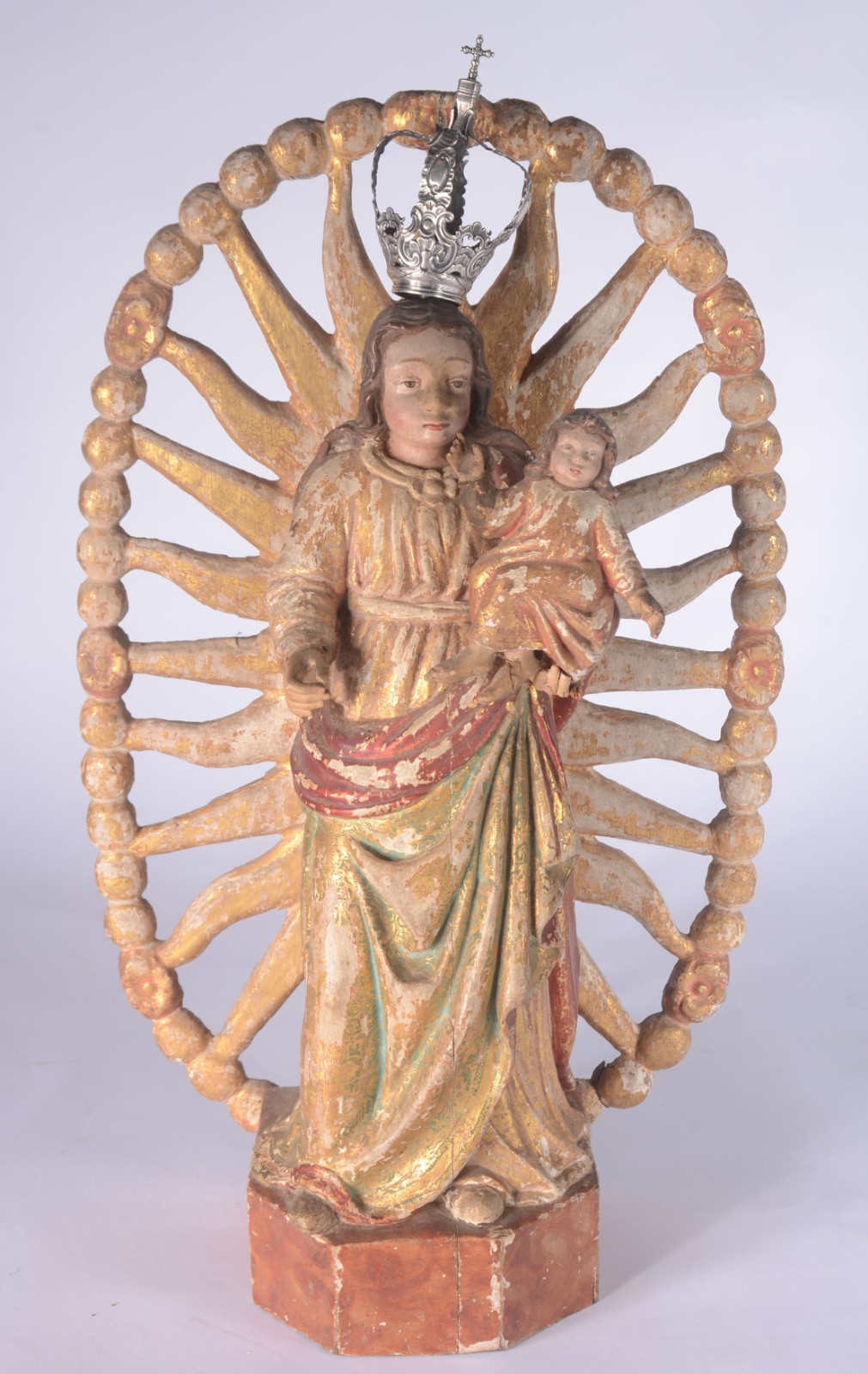 Nossa Senhora com Menino Jesus - Imagem indo portuguesa de madeira... - foto 1 de 8