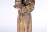 Escultura de bronze representando Santo Antônio... - Escultura de bronze representando Santo Antônio com menino.