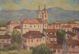 E. Esteves (1916), Paisagem de Minas - Diamantina - Óleo sobre tela.
