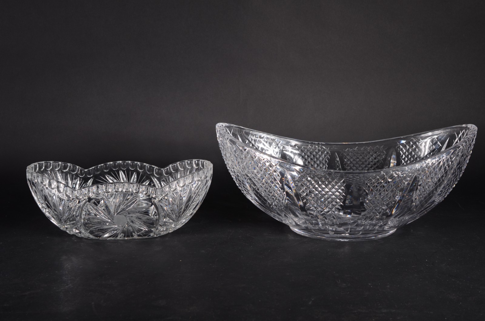 Dois centros de mesa de cristal lapidado feitio gondola. - foto 1 de 9