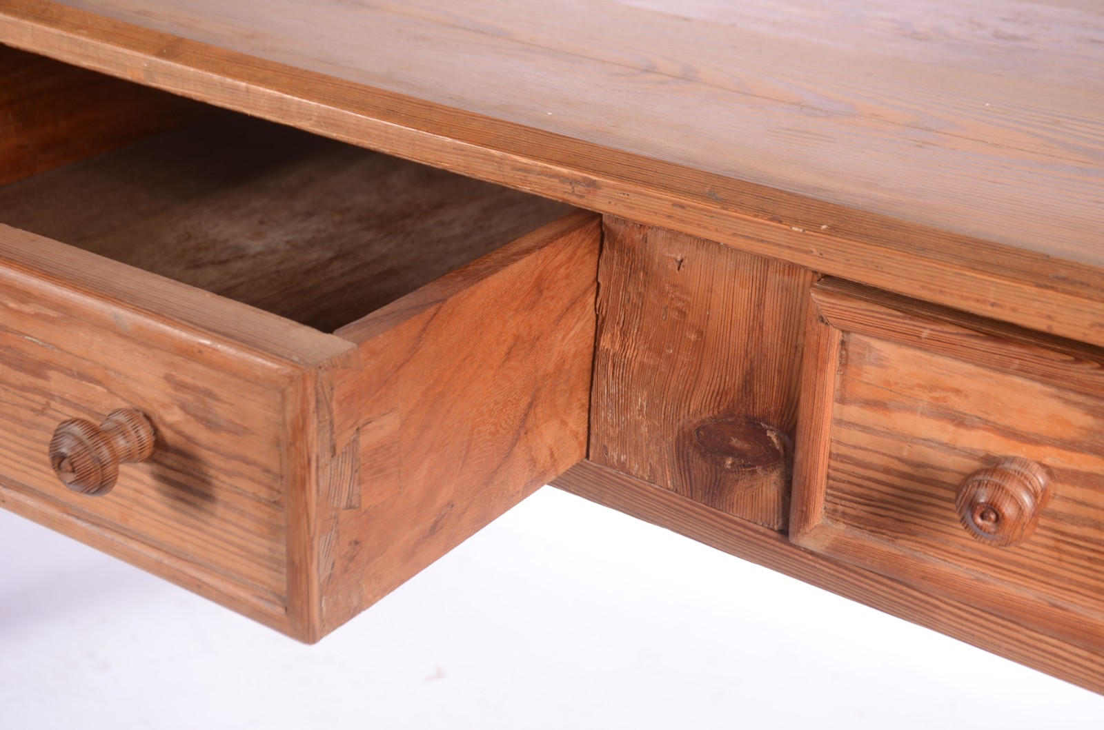Mesa de escritório de pinho de riga com 3 gavetas, tampo retangular... - foto 4 de 6
