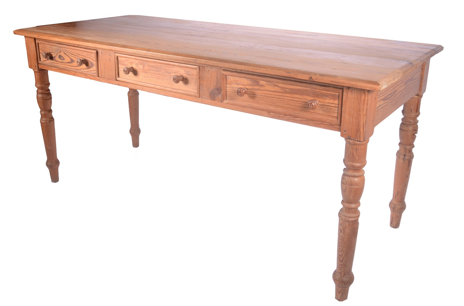 Mesa de escritório de pinho de riga com 3 gavetas, tampo retangular... - foto 1 de 6