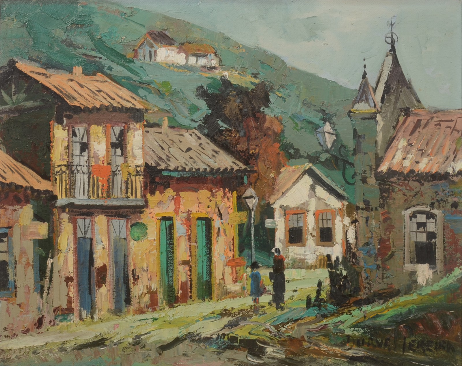Durval Pereira (1917-1984), Casario com Igreja ao fundo - foto 1 de 4