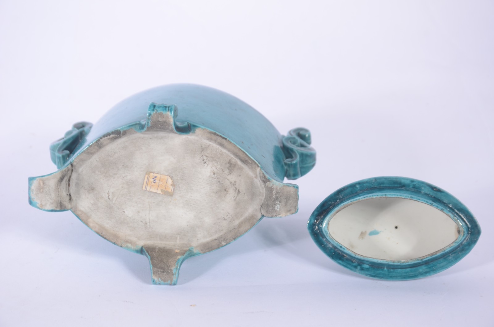 Porta incenso de porcelana chinesa azul turquesa com cão de fó na... - foto 5 de 5