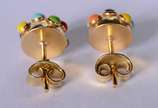 Par de brincos de ouro 18 k. com pedras colorid... - Par de brincos de ouro 18 k. com pedras coloridas.(Por motivos de segurança a peça não se encontra na loja).