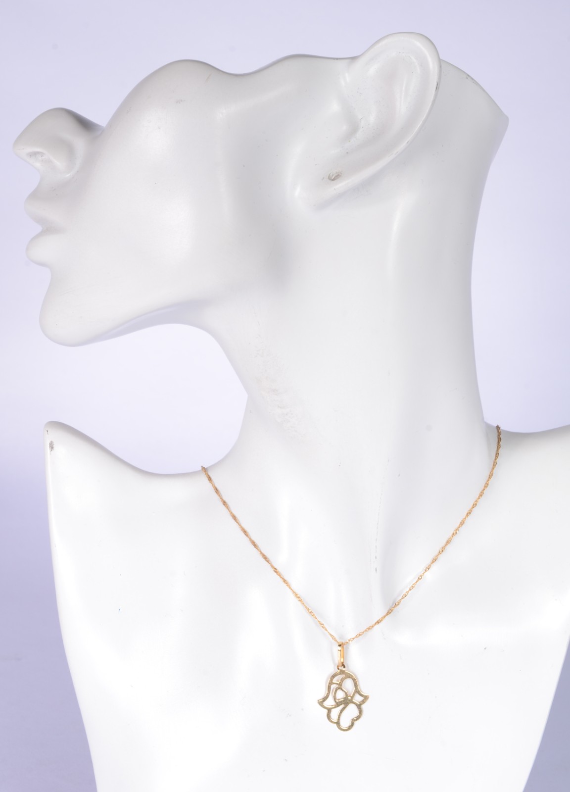 Colar de ouro 18k., pendente feitio mão de Hamsa. (Por motivos de... - foto 5 de 5
