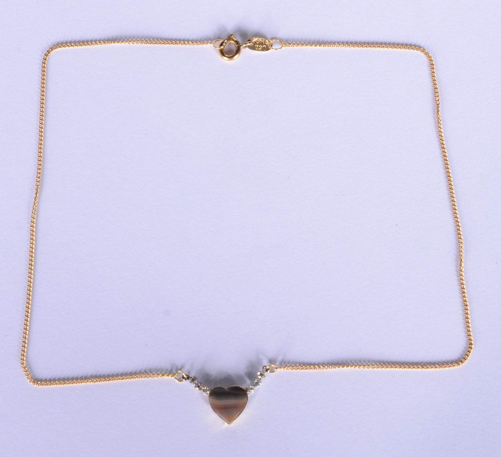 Colar de ouro 18 k., contraste 750 mls, malha Grumet com pendente na... - foto 2 de 6