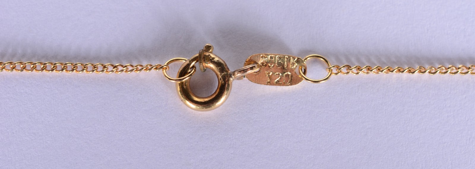 Colar de ouro 18 k., contraste 750 mls, malha Grumet com pendente na... - foto 4 de 6