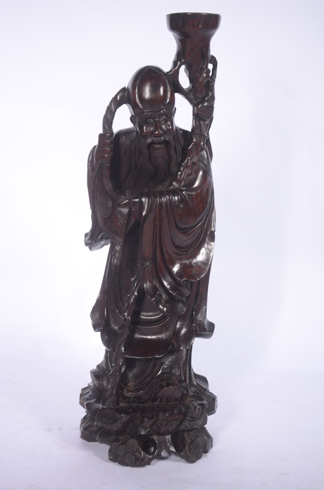 Grande escultura chinesa representando "Sábio" ricamente esculpida em... - foto 1 de 7