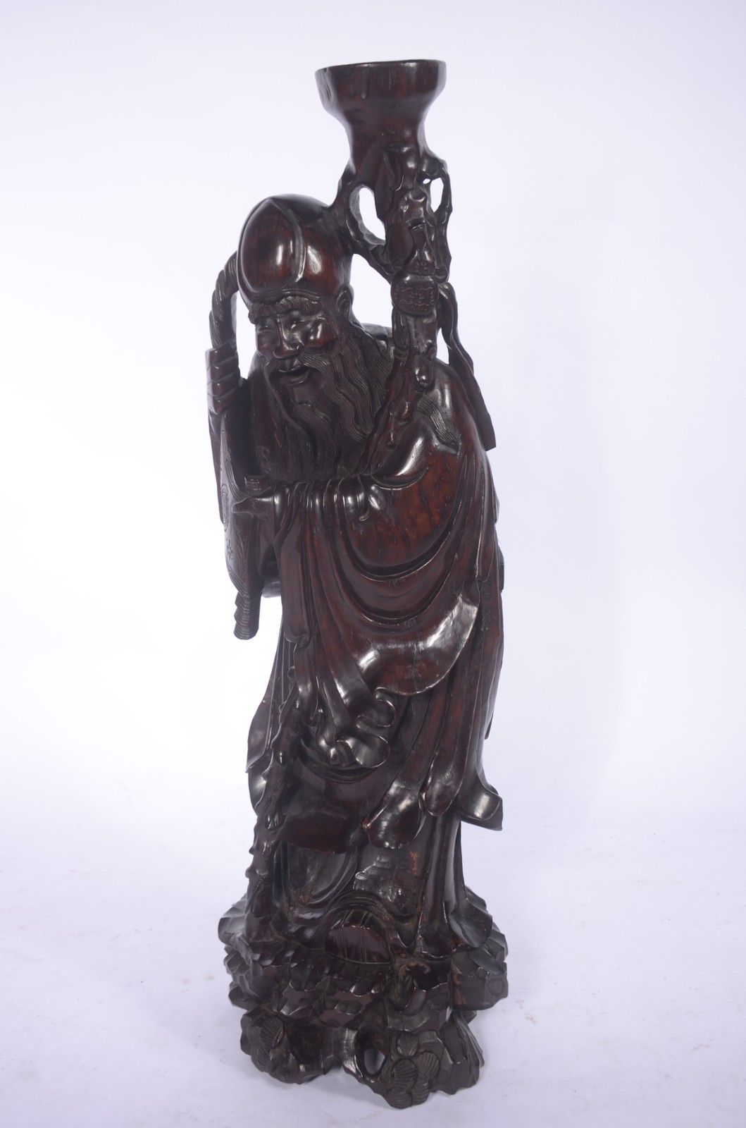 Grande escultura chinesa representando "Sábio" ricamente esculpida em... - foto 4 de 7