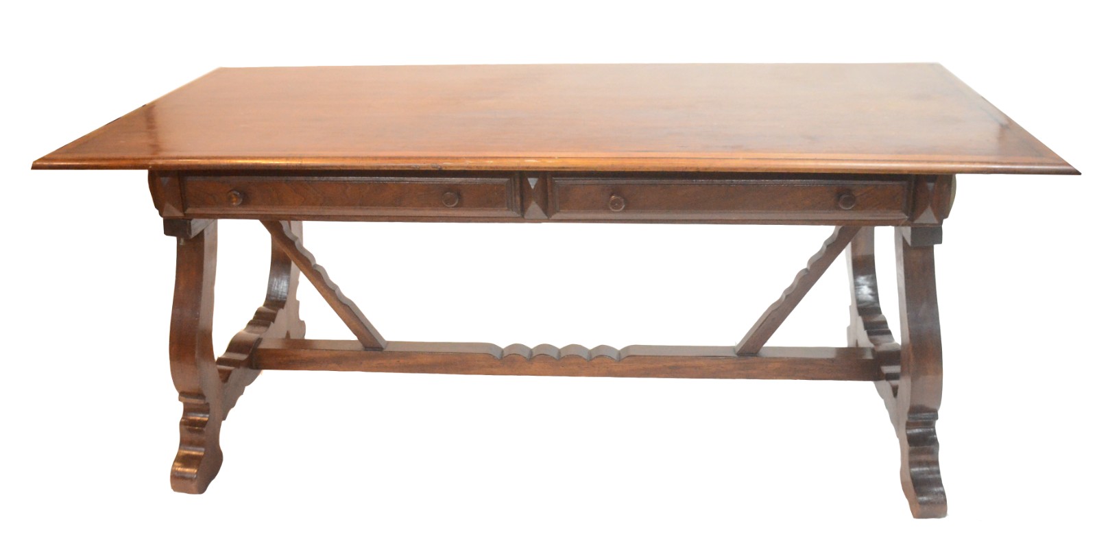Mesa de jantar de madeira nobre com 2 gavetas. Acompanham 4 cadeiras... - foto 2 de 8