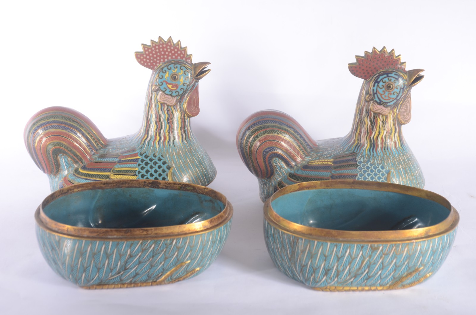 Par de potiches de cloisonné na forma de galinha. - foto 2 de 4