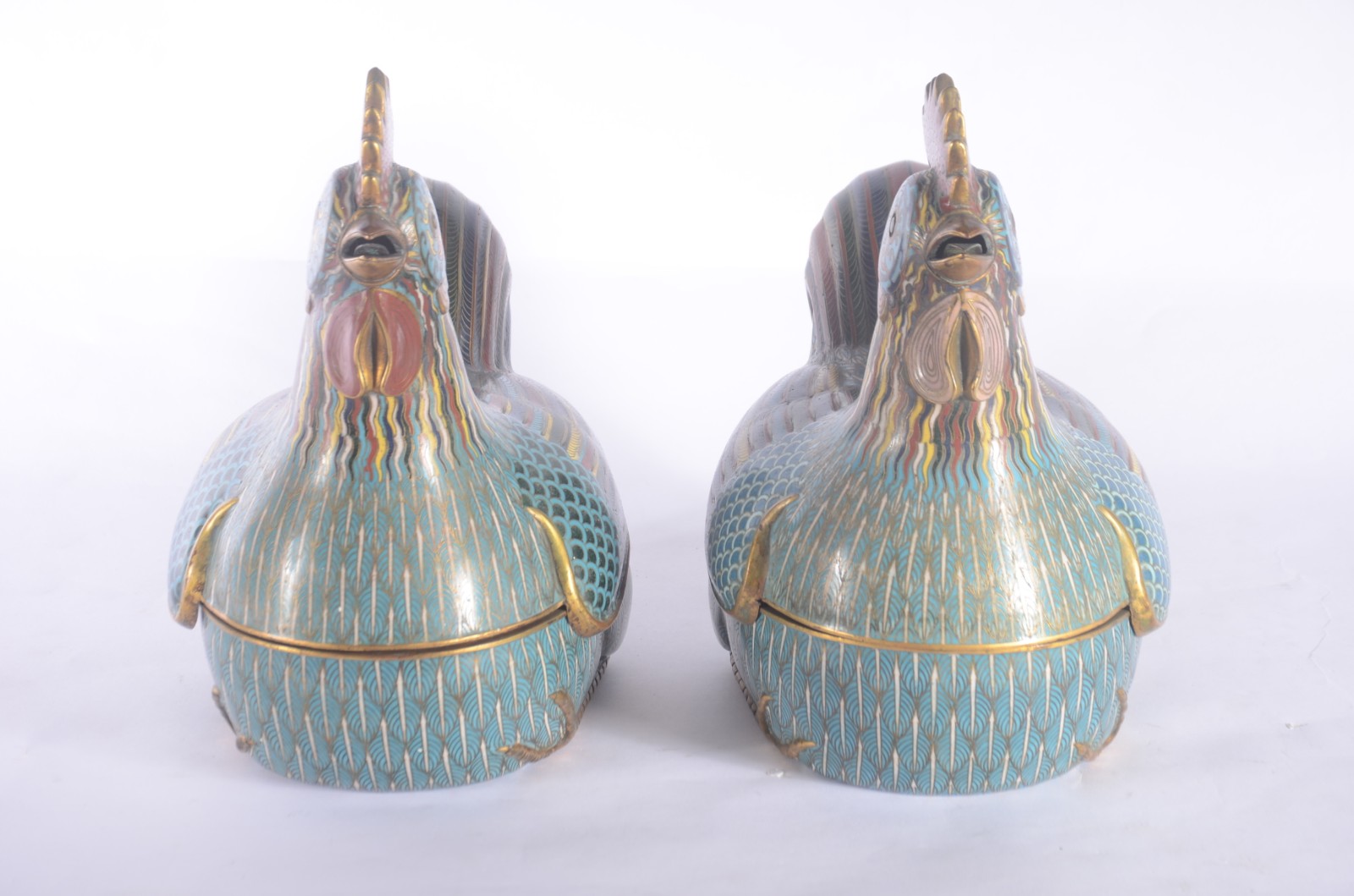 Par de potiches de cloisonné na forma de galinha. - foto 3 de 4