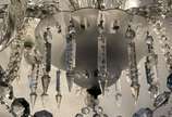 Lustre de cristal para 10 luzes, pingentes lapi... - Lustre de cristal para 10 luzes, pingentes lapidados.