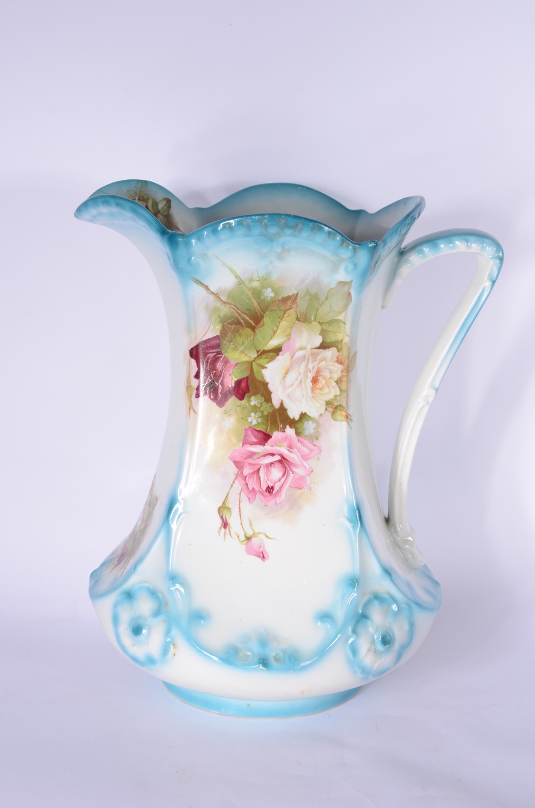 Jarra com bacia de faiança inglesa J&G Meakin "Sol", decoração floral... - foto 5 de 9