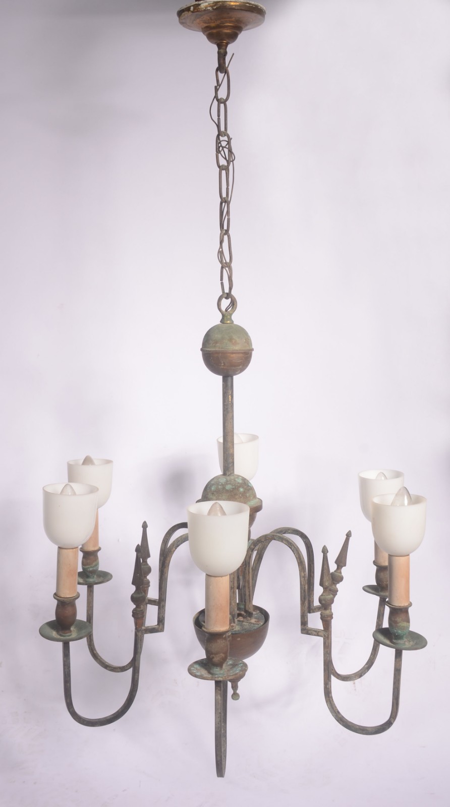 Lustre de metal para 6 luzes, estilo holandês, mangas de vidro... - foto 1 de 7