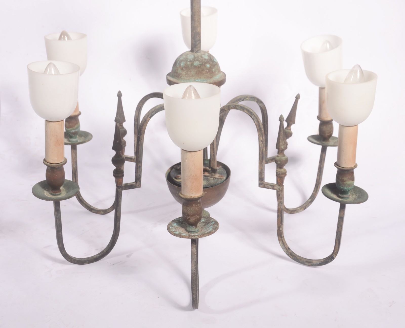 Lustre de metal para 6 luzes, estilo holandês, mangas de vidro... - foto 2 de 7