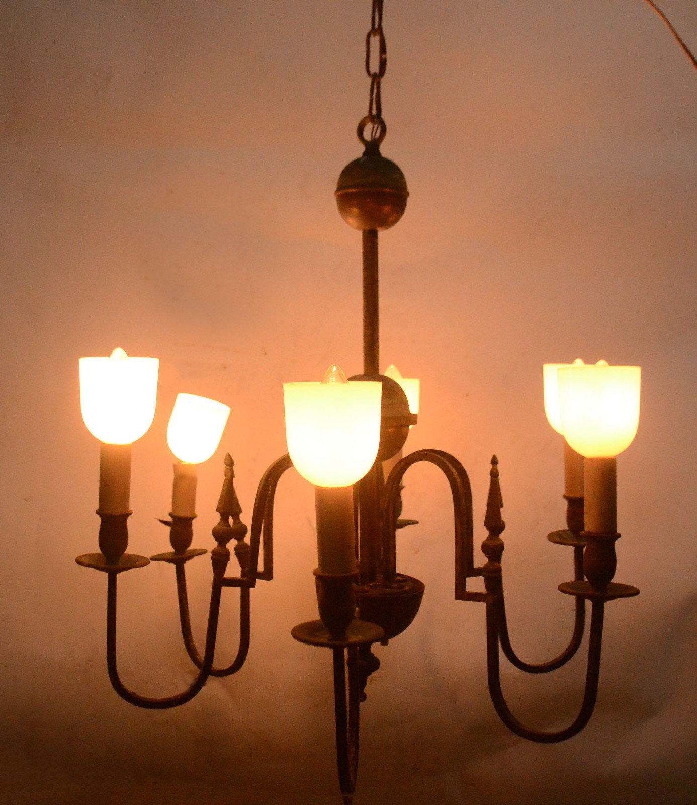 Lustre de metal para 6 luzes, estilo holandês, mangas de vidro... - foto 7 de 7