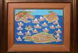 José de Freitas (1935-1989), Figuras e barcos - Óleo sobre eucatex - datado 1983.