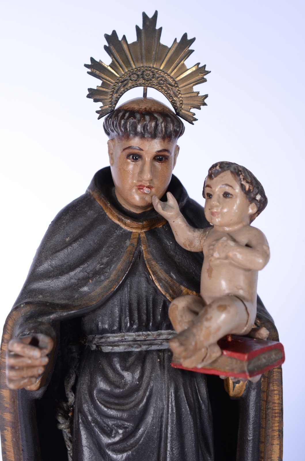 Santo Antônio com menino - Antiga imagem de madeira policromada e... - foto 2 de 9