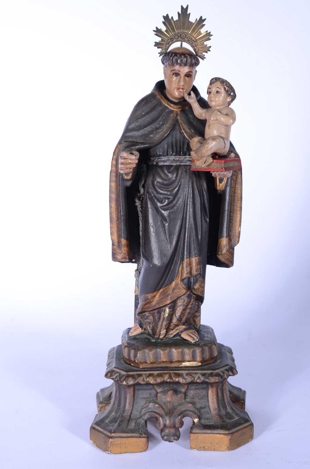Santo Antônio com menino - Antiga imagem de madeira policromada e... - foto 1 de 9