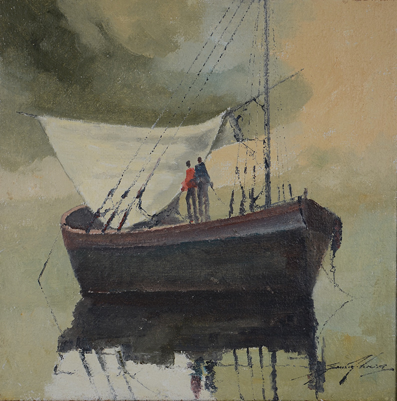 SANSÃO PEREIRA (1926 - 2014) - Marinha - ost - 50 x 50 - foto 2 de 3