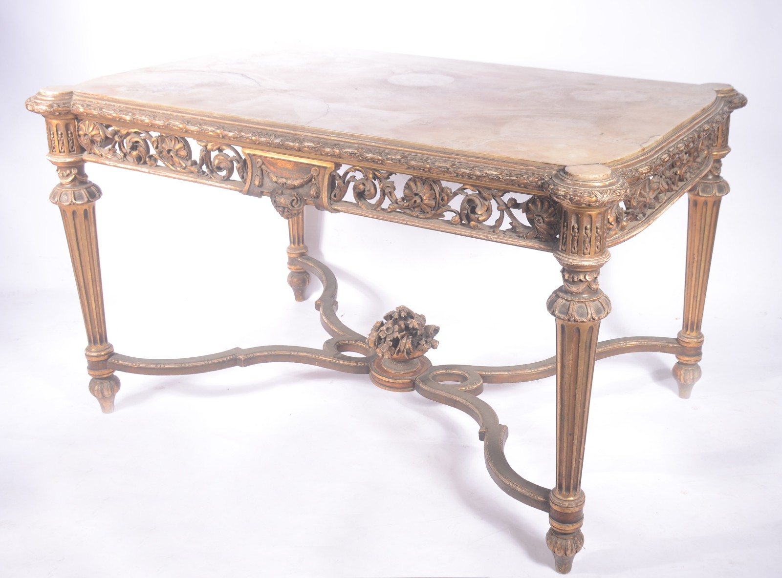 Mesa de apresentação francesa, saia entalhada, tampo de mármore... - foto 1 de 8
