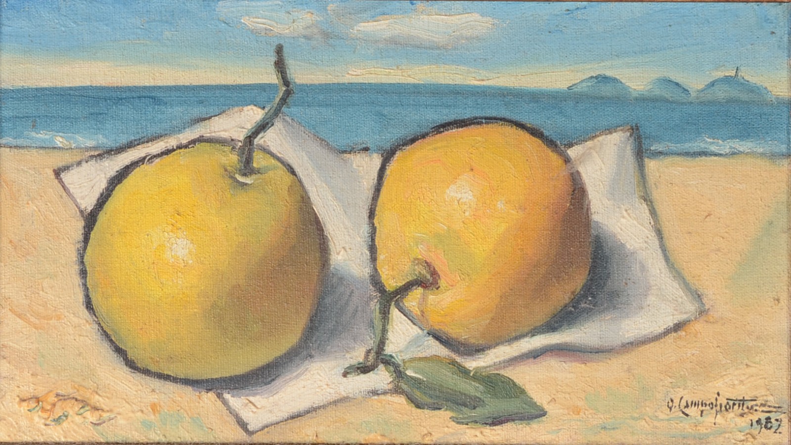 Quirino Campofiorito (1902-1993), Frutas com marinha ao fundo - foto 1 de 5