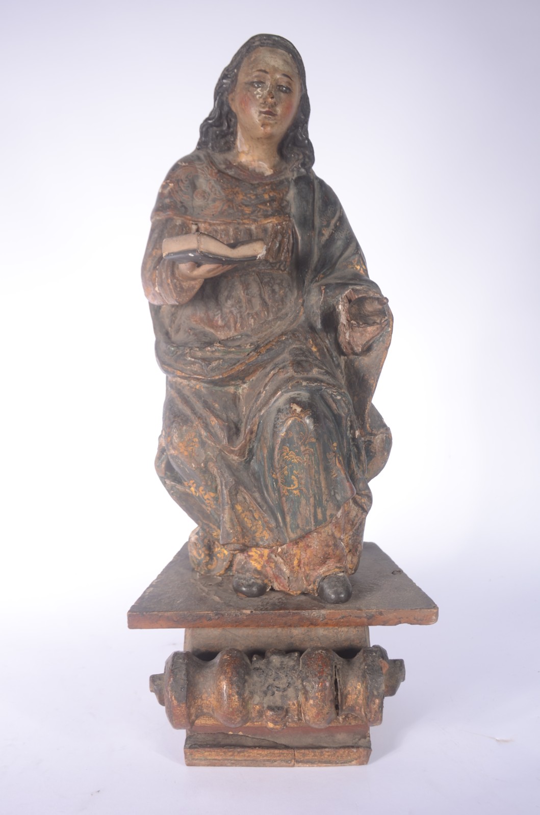 Nossa Senhora menina - Antiga imagem de madeira policromada... - foto 1 de 8