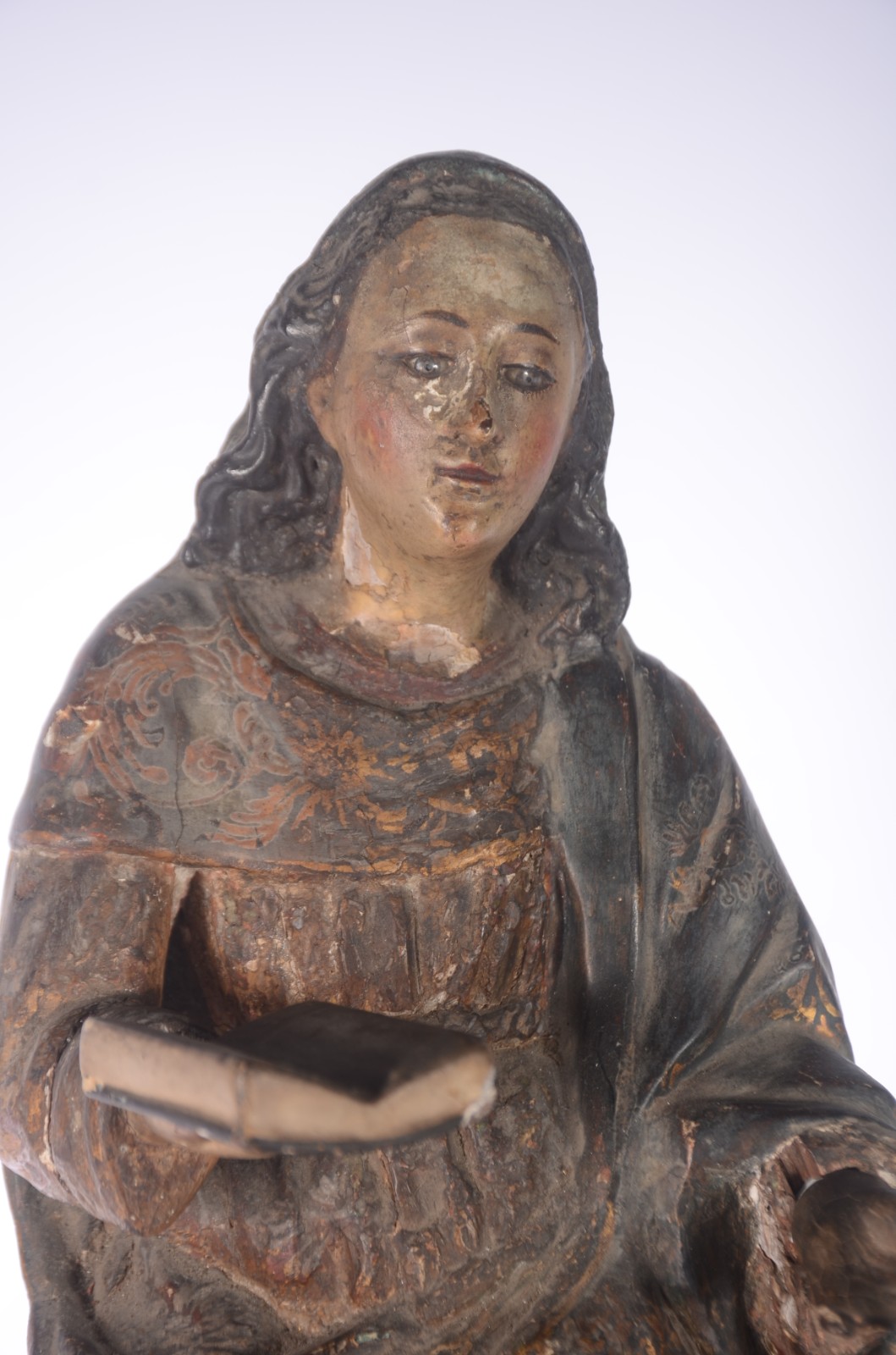 Nossa Senhora menina - Antiga imagem de madeira policromada... - foto 2 de 8