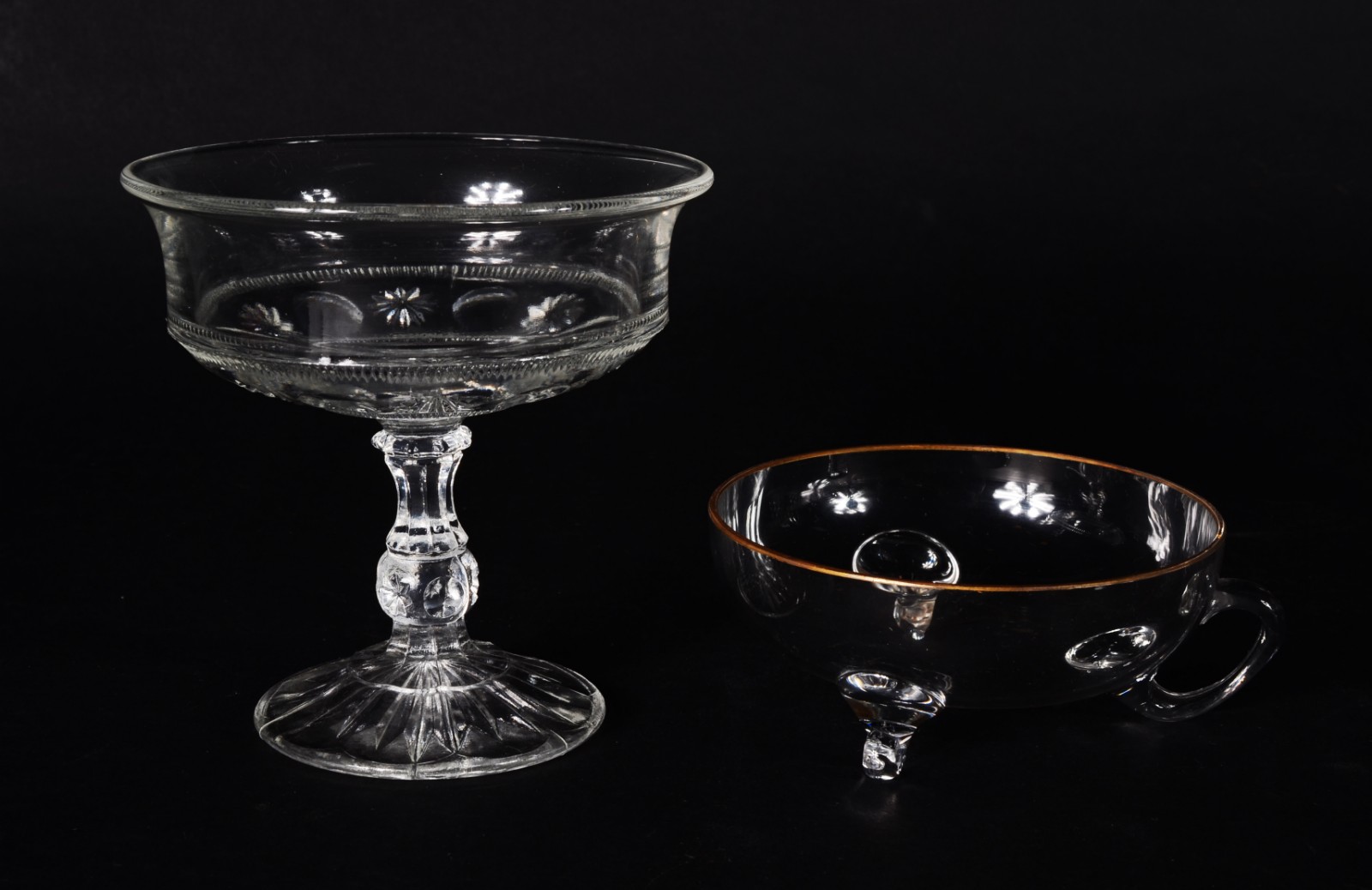 Conjunto com 8 taças com alças para sorvete de cristal com bordas... - foto 2 de 6