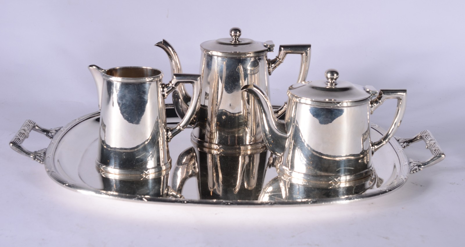 Parte de baixela de chá e café de metal prateado Wolff, composto: 2... - foto 1 de 10