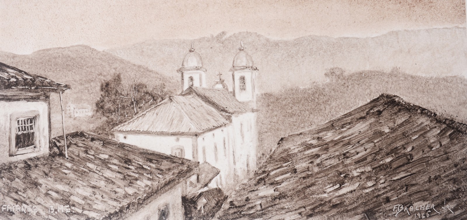 Pintura sobre azulejo - datado 1965. - foto 1 de 6