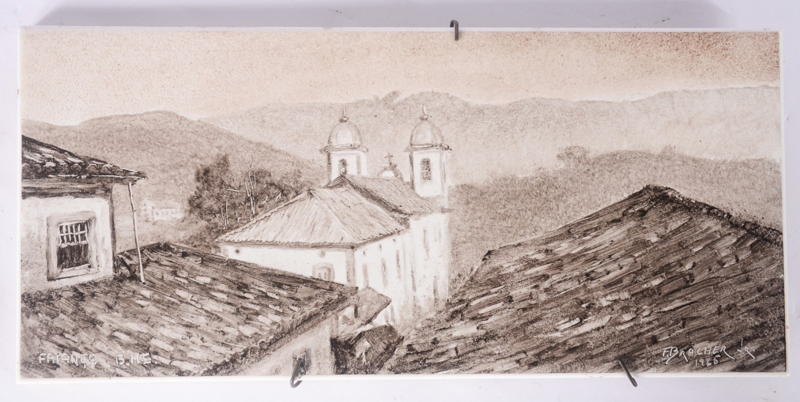 Pintura sobre azulejo - datado 1965. - foto 2 de 6