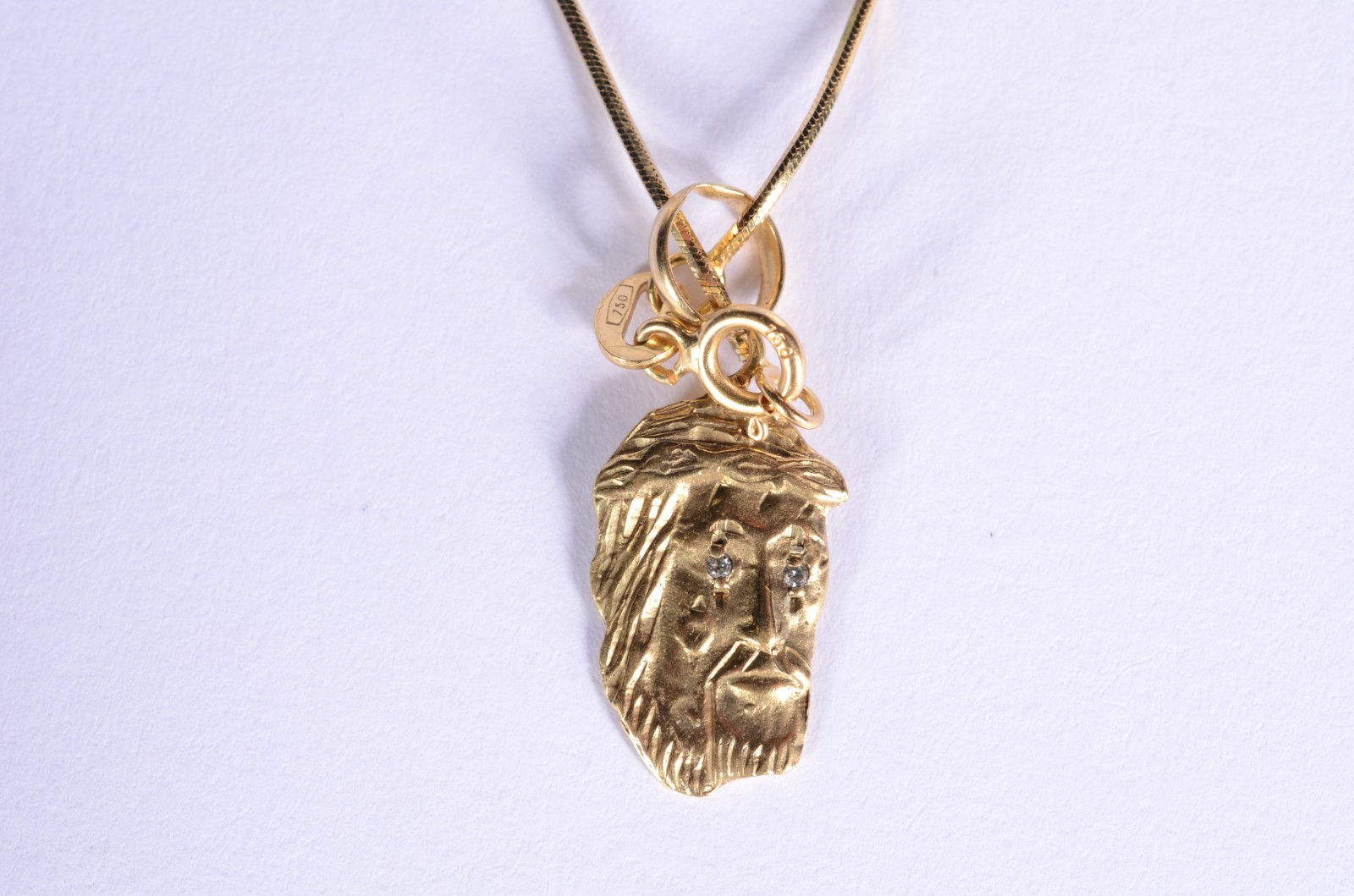 Colar de ouro 18 k., contraste 750 mls modelo "rabo de rato" com... - foto 1 de 6