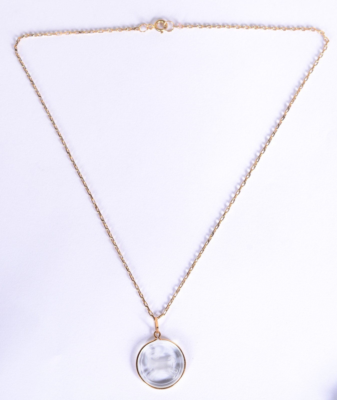 Colar de ouro 18 k., contraste 750 mls com pendente de acrílico com... - foto 2 de 6