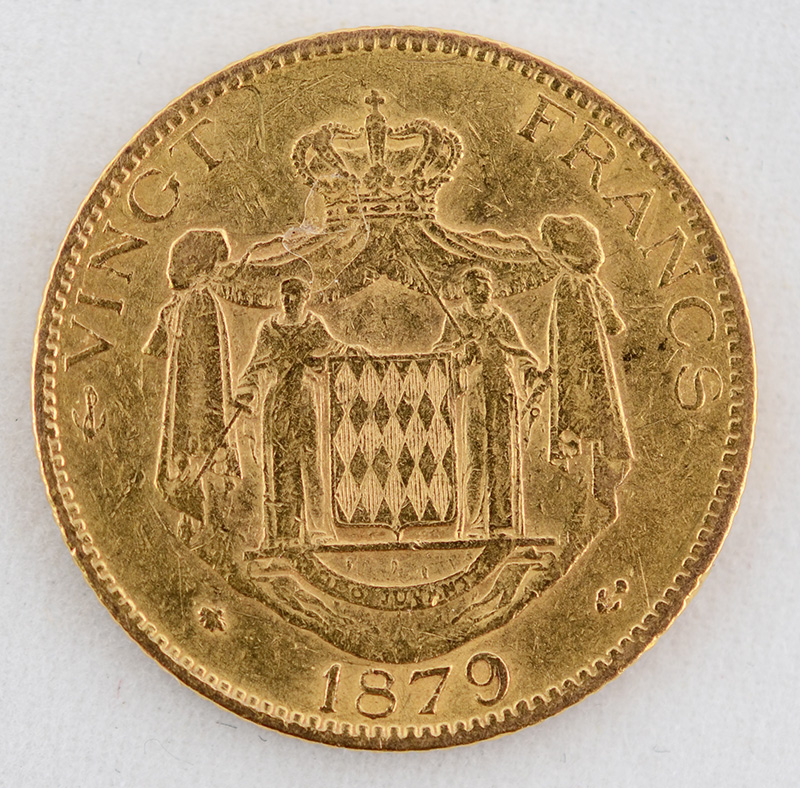 Rara moeda do Principado de Mônaco - CHARLES III - datada 1879... - foto 1 de 2