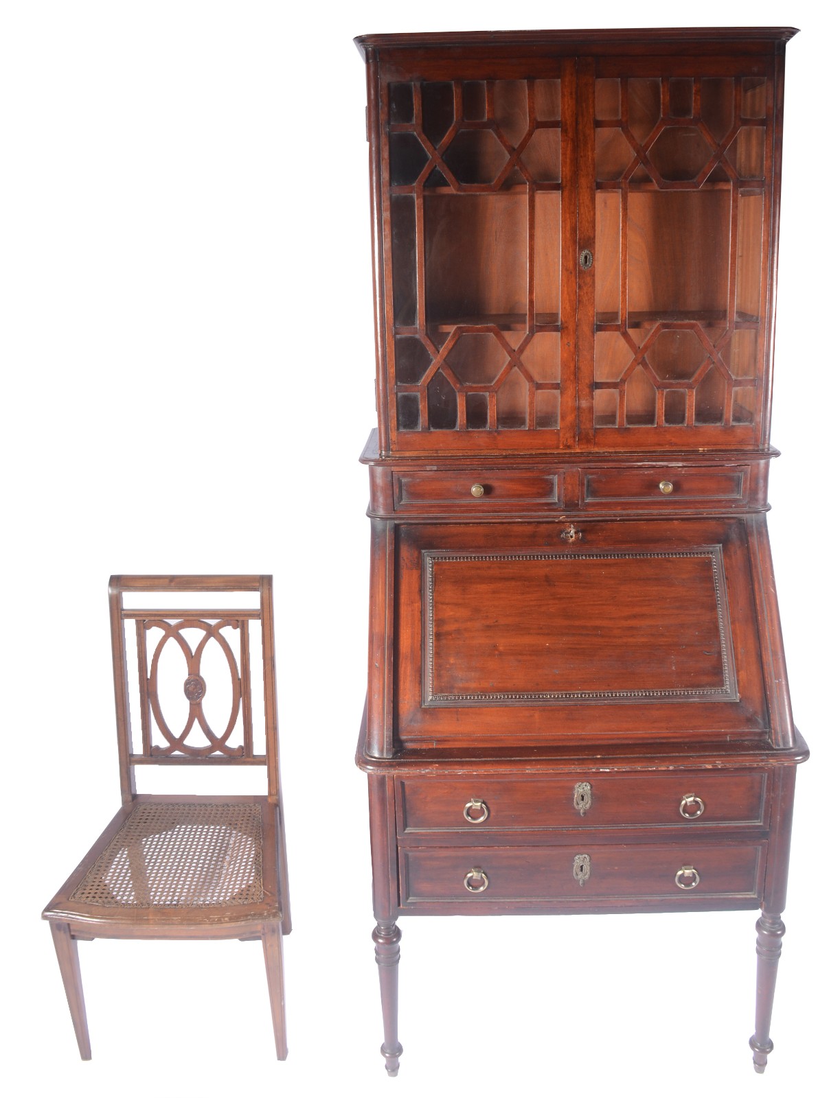 Cômoda "bookcase" de madeira nobre com 2 gavetas, tampo articulado... - foto 2 de 11