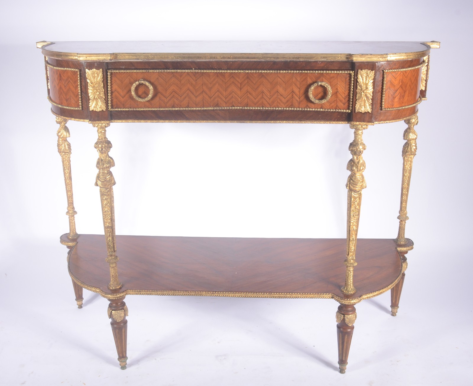 Console de madeira nobre feitio semi bombé, estilo francês, uma... - foto 2 de 10
