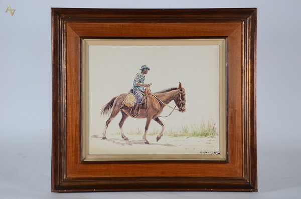 WIN VAN DIJK (1915 - 1990) - O Cavaleiro - ost - 46 x 55 - datado 1982 - foto 1 de 3